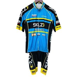 Mens Capo Cycling Jersey XXL Bib Shorts XL Blue Multi-Color Full Zip Padded